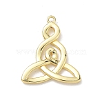 Brass Pendants, Triangle Knot Charms, Rack Plating, Long-Lasting Plated, Cadmium Free & Lead Free, Real 18K Gold Plated, 25x20x2mm, Hole: 1.4mm(KK-A300-17G)