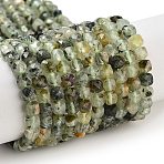 Natural Prehnite Beads Strands, Faceted, Cube, 4~4.5x4~4.5x4~4.5mm, Hole: 0.9mm, about 93~99pcs/strand, 14.69~15.28''(37.3~38.8cm)(X-G-B088-E16-04)