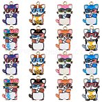 40Pcs 8 Colors Zinc Alloy Pendants, with Enamel, Light Gold, Cat Charm, Mixed Color, 22.5x14.5x2mm, Hole: 1.5mm, 5pcs/color(FIND-CJ0001-73)