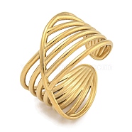 304 Stainless Steel Open Cuff Ring for Women, Golden, Inner diameter: Adjustable, 13mm(RJEW-U014-11G)