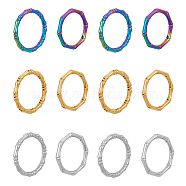 12Pcs 6 Style 304 Stainless Steel Bamboo Sticker Finger Ring for Women, Mixed Color, Inner Diameter: 17.9mm~18.1mm, 2Pcs/style(RJEW-DC0001-14)