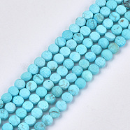 Synthetic Turquoise Beads Strands, Faceted, Flat Round, 6~6.5x3.5mm, Hole: 0.8mm, about 59~60pcs/strand, 14.9 inch~15.1 inch(G-S354-26)