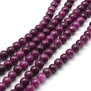 Natural Yellow Jade Beads Strands, Round, Dyed, Purple, about 10mm in diameter, hole: 1mm, about 40 pcs/strand, 16 inch(JBR10mm-11)