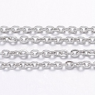 304 Stainless Steel Cable Chains, with Spool, for Jewelry Making, Soldered, Stainless Steel Color, 2x1.5x0.4mm, Link Inner Size: 0.7mm, about 32.8 Feet(10m)/roll(CHS-H017-01P-10M)