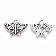 Tibetan Style Alloy Pendants, Butterfly, Cadmium Free & Lead Free, Antique Silver, 15x19x2mm, Hole: 1.6mm, about 760pcs/1000g(TIBEP-S319-071AS-RS)