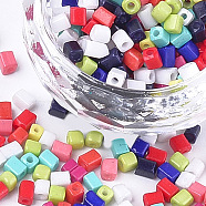 Baking Paint Glass Beads, Cube, Mixed Color, 3~6x2~2.5x2~2.5mm, Hole: 1mm, about 15000pcs/bag(SEED-S023-11A-M)