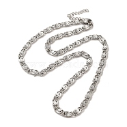 304 Stainless Steel Lumachina Chain Necklaces, Stainless Steel Color, 17.72 inch(45cm), Link: 11x5x1.7mm(NJEW-C060-01C-P)