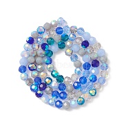 Electroplate Glass Beads Strands, Faceted(32 Facets), Half AB Color Plated, Round, Royal Blue, 6x5mm, Hole: 1.4mm, about 100pcs/strand, 20.87''(53cm)(EGLA-YW0002-A02)