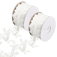 Polyester Ribbons, Double Edges with Leaf Trimming, White, 1-1/2 inch(38mm), about 10.94 Yards(10m)/Roll(OCOR-WH0074-58C)