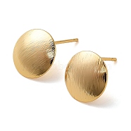 Brass Stud Earring Findings, Flat Round, Real 18K Gold Plated, 12mm, Hole: 2mm, Pin: 11.5x0.8mm(KK-P285-02G)