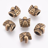 Alloy European Beads, Angel, Large Hole Beads, Cadmium Free & Nickel Free & Lead Free, Antique Bronze, 10x11x9mm, Hole: 4mm(X-MPDL-7053-AB-NR)