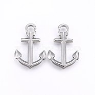 201 Stainless Steel Pendants, Anchor, Stainless Steel Color, 30x20x3mm, Hole: 4x4.5mm(STAS-E438-64P)