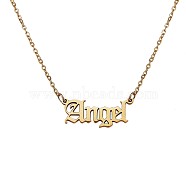 316 Surgical Stainless Steel Word Angel Pendant Necklace for Men Women, Golden, 18.31 inch(46.5cm)(JN1044A)