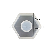 Geometry DIY Food Grade Silicone Molds, Candle Molds, for DIY Candle Makings, Hexagon, 5.5x4.8x0.2cm(PW-WG22243-08)