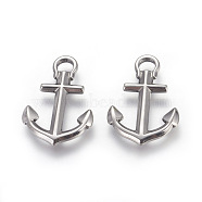 201 Stainless Steel Pendants, Anchor, Stainless Steel Color, 30x20x3mm, Hole: 4x4.5mm(STAS-E451-14P)