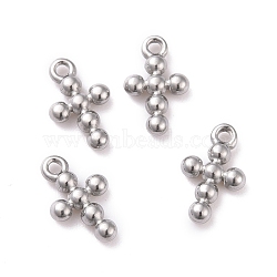 304 Stainless Steel Charms, Cross, Stainless Steel Color, 12.5x7.5x2mm, Hole: 1.2mm(STAS-D185-01P)