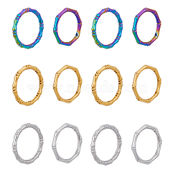 DICOSMETIC 12Pcs 6 Style 304 Stainless Steel Bamboo Sticker Finger Ring for Women, Mixed Color, Inner Diameter: 17.9mm~18.1mm, 2Pcs/style(RJEW-DC0001-14)