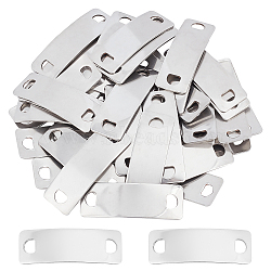 304 Stainless Steel Links Connectors, Rectangle, Stainless Steel Color, 41.5x14x1mm, Hole: 4x5.5mm, 40pcs/box(STAS-UN0004-87P)