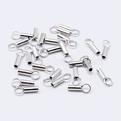 925 Sterling Silver Cord Ends, Platinum, 6~7x1.5mm, Hole: 2mm, Inner Diameter: 1mm(STER-F036-21P-1mm)