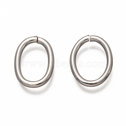 Non-Tarnish 304 Stainless Steel Open Jump Rings, Oval, Stainless Steel Color, 15x11.5x1.8mm, inner diameter: 8x11mm(STAS-H133-07P)