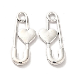 Tibetan Style Alloy Pendants, Paper Clip with Heart Charm, Antique Silver, 30.5x12.5x2mm, Hole: 3mm, 250pcs/500g(TIBE-B001-02AS)
