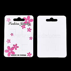 Cardboard Hair Clip Display Cards, Rectangle with Flower Pattern, Deep Pink, 97x67x0.4mm, Hole: 9x26.5mm(CDIS-R034-37)