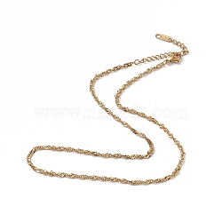 Ion Plating(IP) 304 Stainless Steel Singapore Chain Necklace for Men Women, Golden, 15.94 inch(40.5cm)(NJEW-K245-013A)