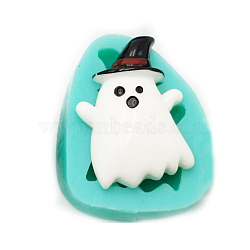 DIY Ghost Food Grade Silicone Molds, Fondant Molds, for Chocolate, Candy, UV Resin & Epoxy Resin Halloween Ornament Making, Random Single Color or Random Mixed Color, 37x30.5x10.5mm, Inner Diameter: 31.5x21mm(DIY-G057-B06)