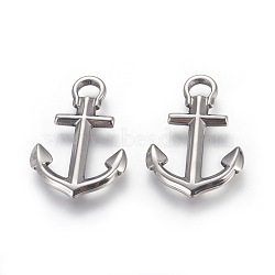 Tarnish Resistant 201 Stainless Steel Pendants, Anchor, Stainless Steel Color, 30x20x3mm, Hole: 4x4.5mm(STAS-E451-14P)