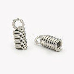 Tarnish Resistant Stainless Steel Terminators, Cord Coil, Stainless Steel Color, 8.5~10x4mm, Hole: 2mm(STAS-E016-2A)