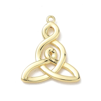 Brass Pendants, Triangle Knot Charms, Rack Plating, Long-Lasting Plated, Cadmium Free & Lead Free, Real 18K Gold Plated, 25x20x2mm, Hole: 1.4mm