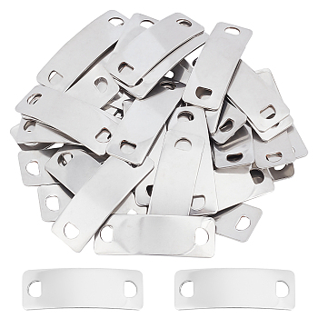 304 Stainless Steel Links Connectors, Rectangle, Stainless Steel Color, 41.5x14x1mm, Hole: 4x5.5mm, 40pcs/box