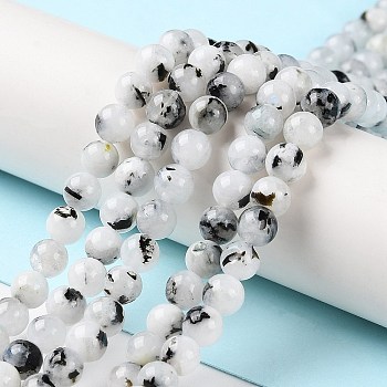 Natural Rainbow Moonstone Beads Strands, Round, 4mm, Hole: 0.6mm, about 92pcs/strand, 15.51''(39.4cm)