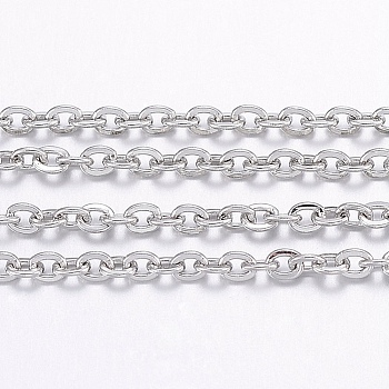 304 Stainless Steel Cable Chains, with Spool, for Jewelry Making, Soldered, Stainless Steel Color, 2x1.5x0.4mm, Link Inner Size: 0.7mm, about 32.8 Feet(10m)/roll