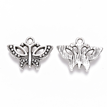 Tibetan Style Alloy Pendants, Butterfly, Cadmium Free & Lead Free, Antique Silver, 15x19x2mm, Hole: 1.6mm, about 760pcs/1000g