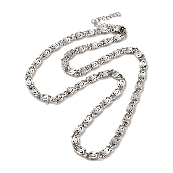 304 Stainless Steel Lumachina Chain Necklaces, Stainless Steel Color, 17.72 inch(45cm), Link: 11x5x1.7mm