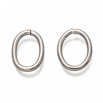 304 Stainless Steel Open Jump Rings, Oval, Stainless Steel Color, 15x11.5x1.8mm, inner diameter: 8x11mm
