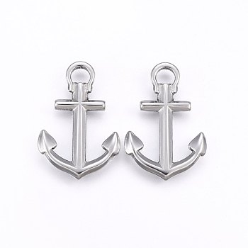 201 Stainless Steel Pendants, Anchor, Stainless Steel Color, 30x20x3mm, Hole: 4x4.5mm