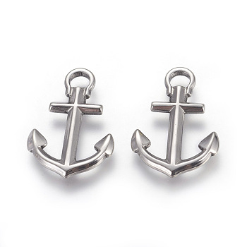 201 Stainless Steel Pendants, Anchor, Stainless Steel Color, 30x20x3mm, Hole: 4x4.5mm