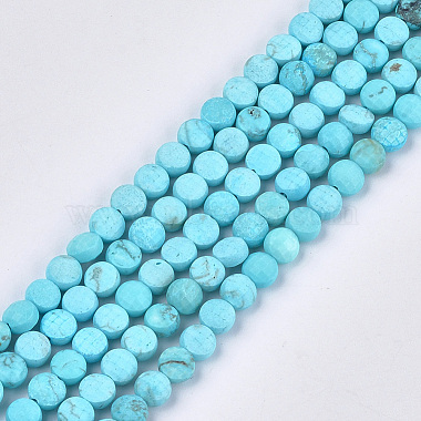 6mm Flat Round Synthetic Turquoise Beads