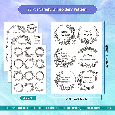 4 Sheets 11.6x8.2 Inch Stick and Stitch Embroidery Patterns(DIY-WH0455-059)-2