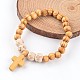 Bois croix bracelets en perles stretch(X-BJEW-JB02220)-1