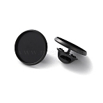 304 Stainless Steel Flat Round Brooch Brooch Base Settings, Ion Plating(IP), Black, 17.5x10mm, Inner Diameter: 15.5mm(STAS-S172-10A-B)