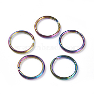 Ion Plating(IP) 304 Stainless Steel Split Key Rings, Keychain Clasp Findings, Rainbow Color, 28x3.5mm(STAS-L216-11A)