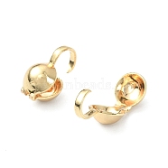 Brass Bead Tips, Calotte Ends, Clamshell Knot Cover, Round, Real 18K Gold Plated, 15x5mm, Hole: 3mm, Inner Diameter: 4mm(KK-B072-29G)