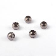 202 Stainless Steel Spacers Beads, Round, Stainless Steel Color, 2x1.5mm, Hole: 1mm(STAS-O091-2mm-04P)