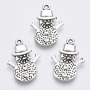 Tibetan Style Alloy Pendants, Lead Free & Cadmium Free, for Christmas, Snowman , Antique Silver, 20x15x1.5mm, Hole: 1.2mm, about 400pcs/500g(TIBE-N010-37AS-RS)