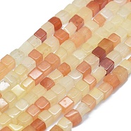 Natural Topaz Jade Beads Strands, Cube, 3~4.5x3~4.5x3~5mm, Hole: 0.8~1mm, about 89~97pcs/strand, 15.1~15.5 inch(38.5~39.5cm)(G-F631-C03-01)