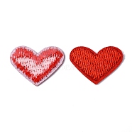 Computerized Embroidery Cloth Iron on/Sew On Patches, Costume Accessories, Appliques, Heart, Red, 19.5x26mm(DIY-F038-C01)