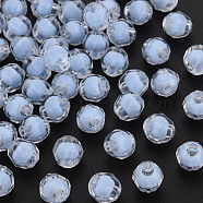 Transparent Acrylic Beads, Bead in Bead, Faceted, Round, Cornflower Blue, 8x7.5mm, Hole: 2mm, about 2000pcs/500g(TACR-S152-17A-SS2113)